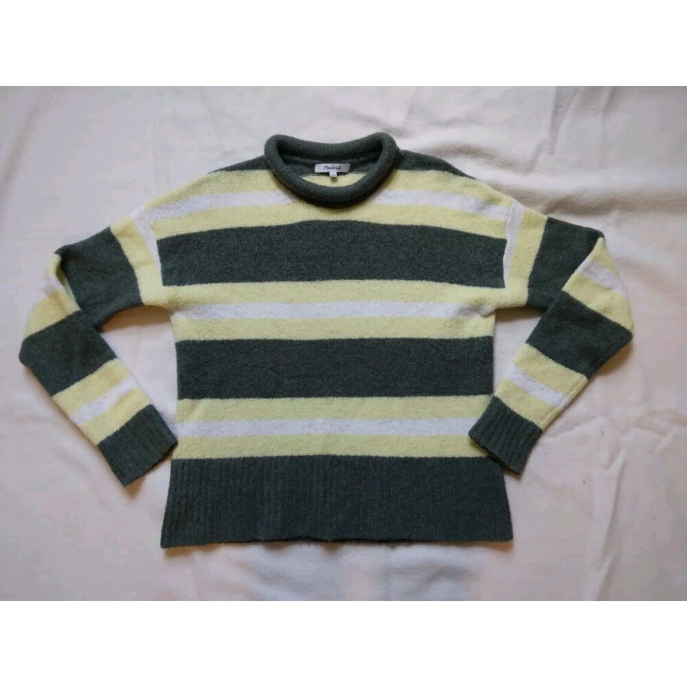 Madewell Striped Fulton Sweater Green Yellow Striped Womens Size Small - Picture 2 of 8
